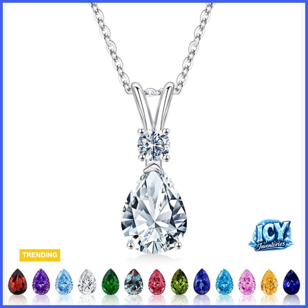 925 Sterling Silver Heart Birthstone Pendant Necklace Adjustable Chain